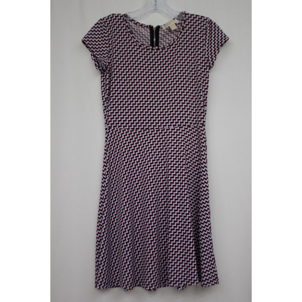 Michael Kors Red Black Geometric Print Dress Size 4